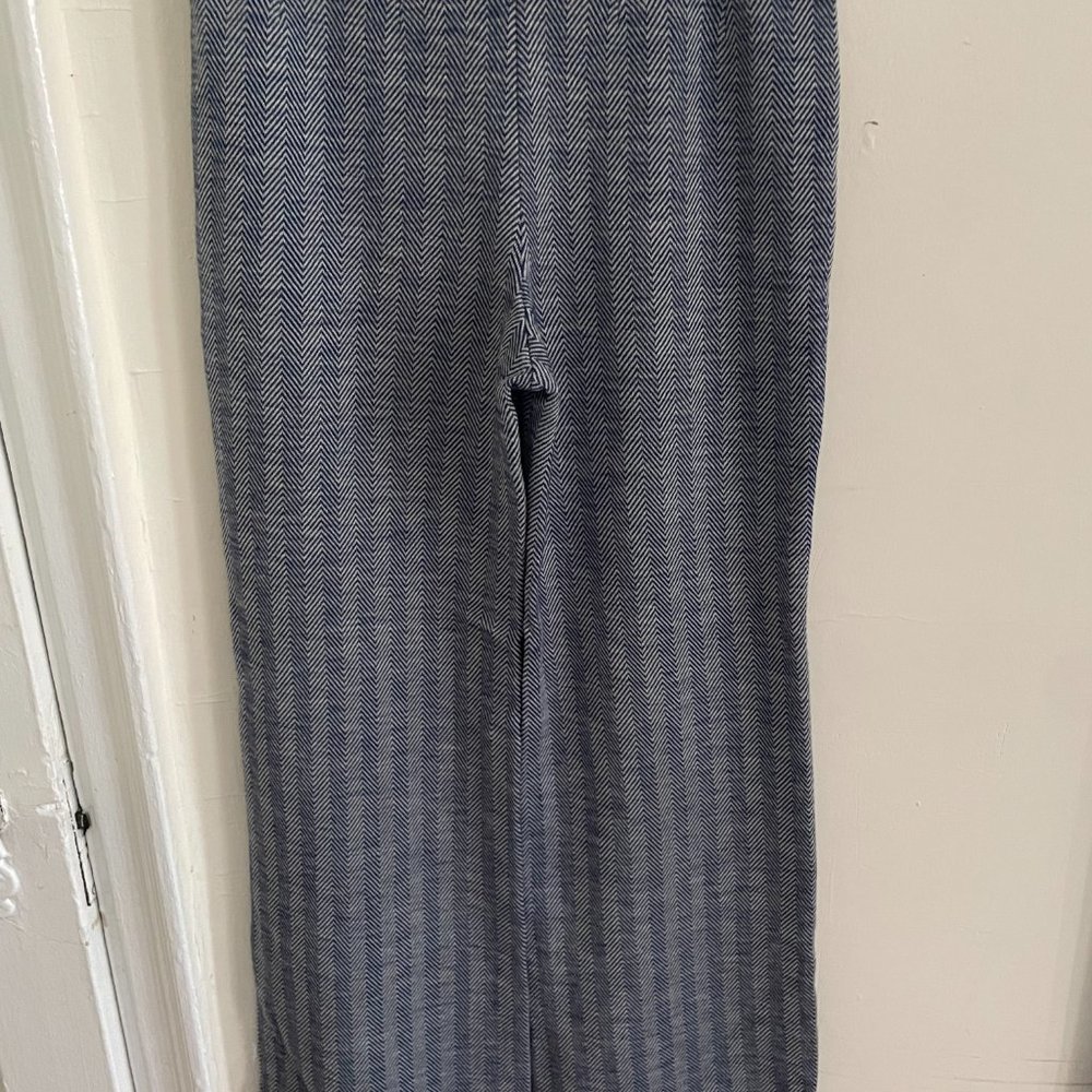 Vintage Wool Blue/Grey Chevron Flared Trousers, elastic waist - Picture 4 of 6